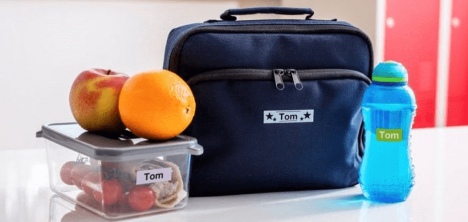 Proper labelling for kid's lunch box and water bottles