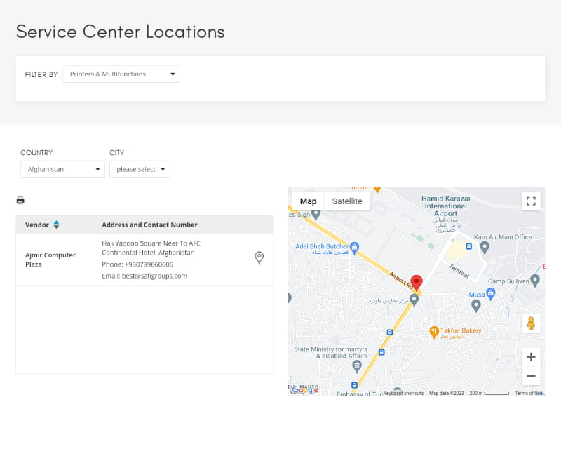 service center page