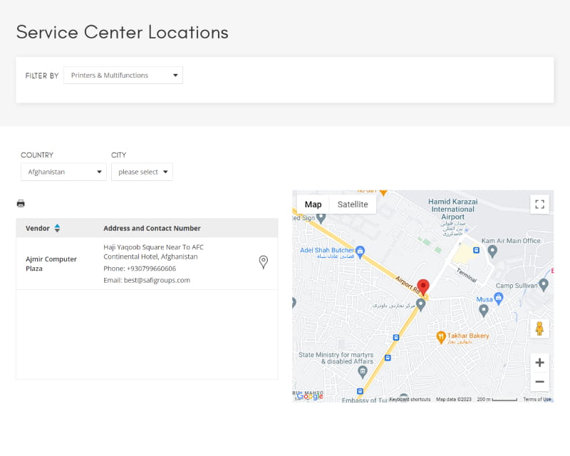 service center page