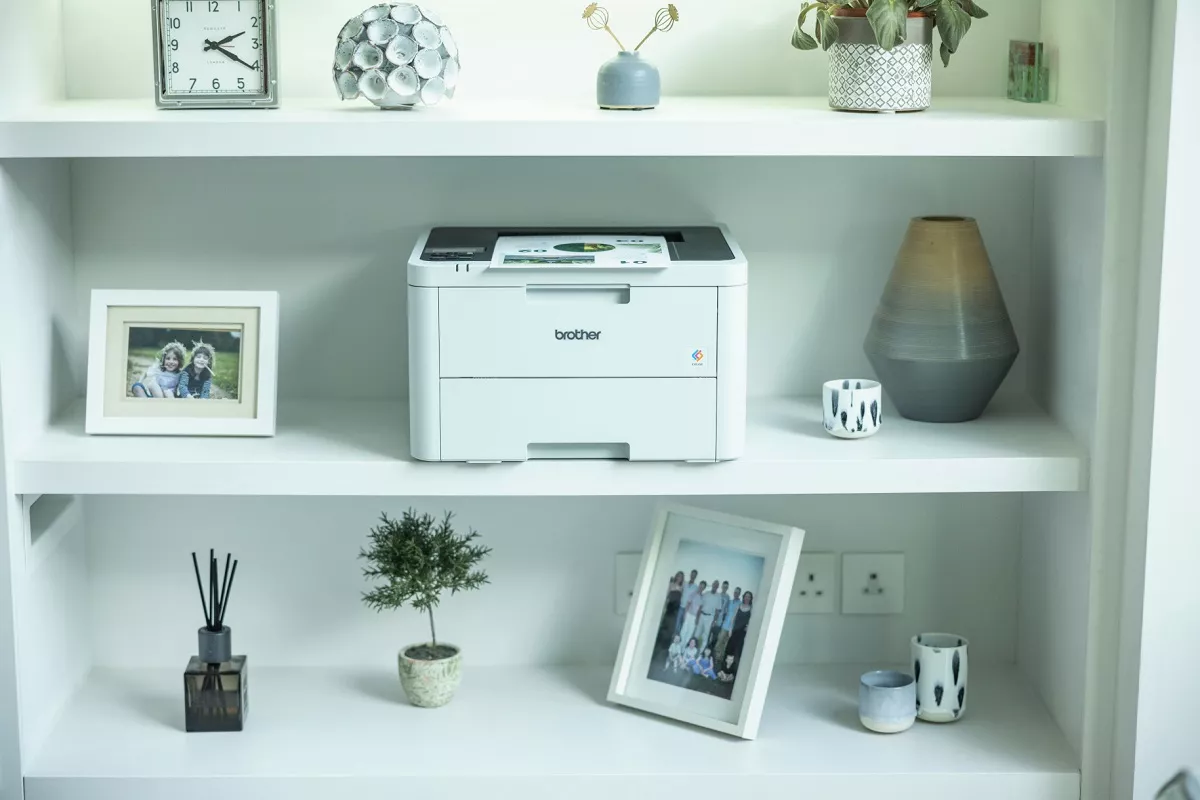 Brother printer on a shelf