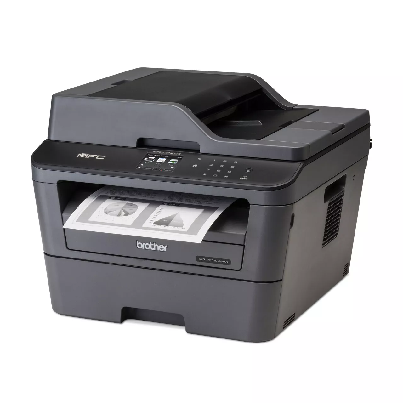 Brother MFC-L2740DW Mono Laser Printer Left Side View